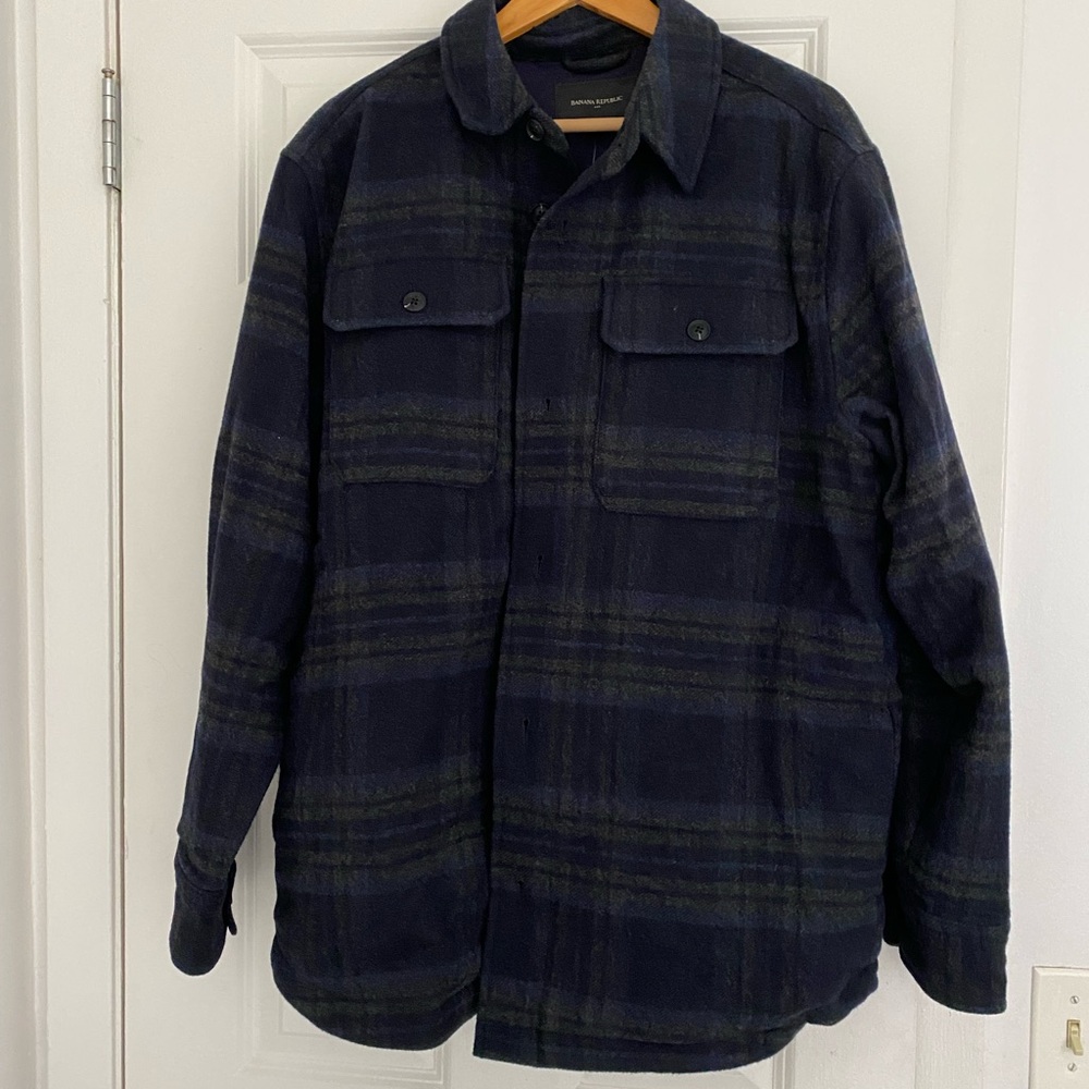 Banana Republic Dark Plaid Shirt Jacket